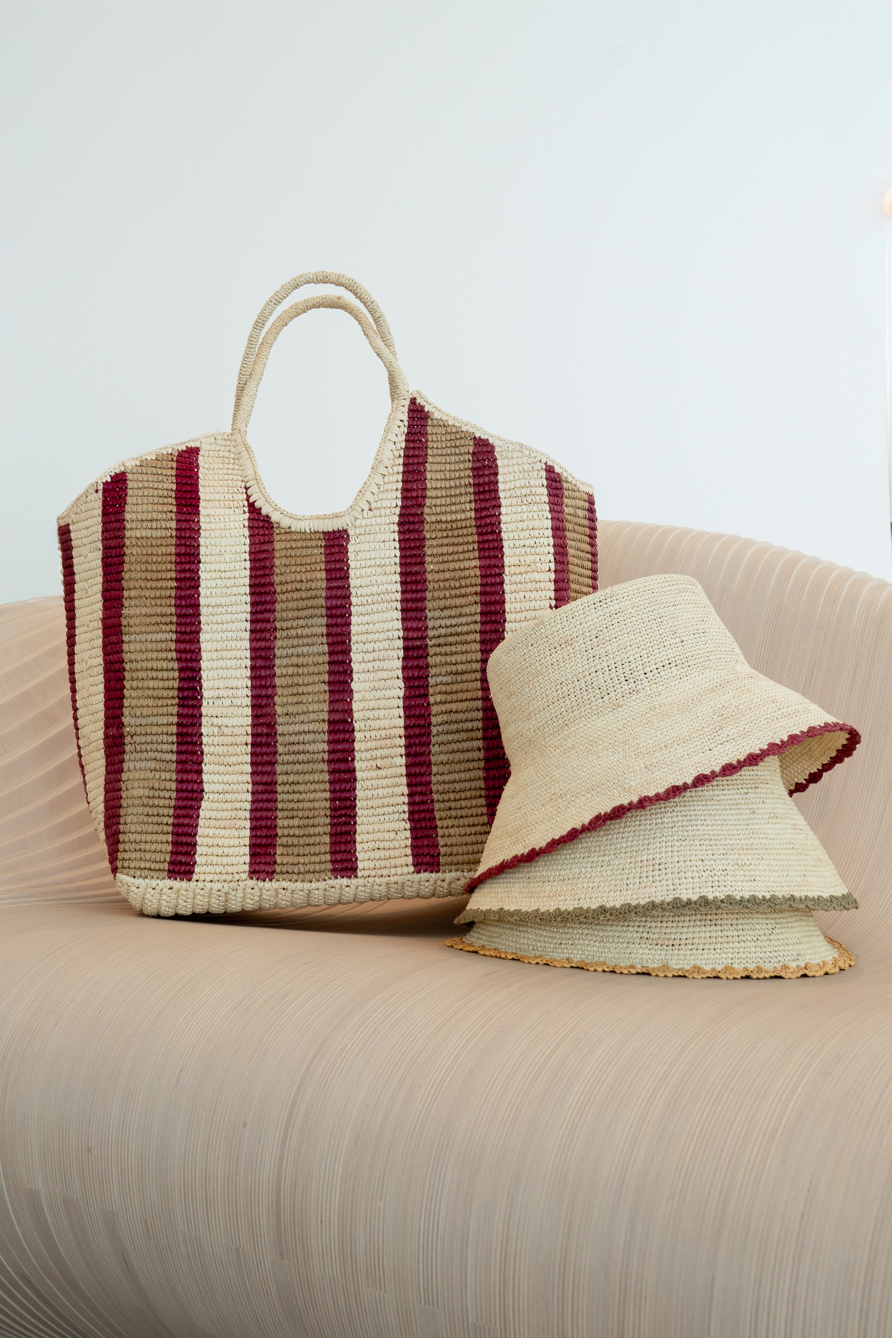 Twill Striped Crochet Bag