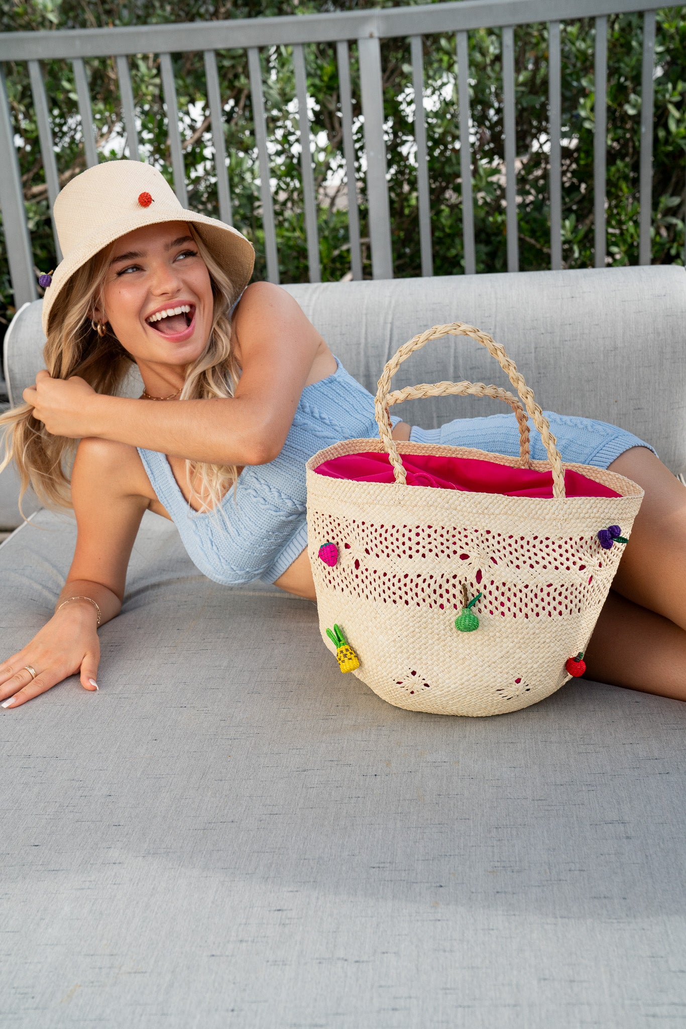 SunnyFruit Straw Tote (small)